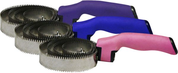 24429X: Stainless steel spring curry comb with soft rubber grip handle Primary Showman Saddles and Tack