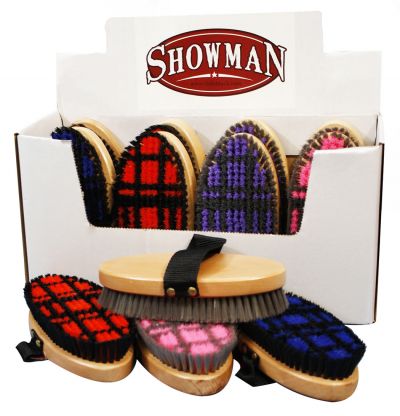 24558: Showman™ medium bristle body brush with checkerboard pattern Brush Showman