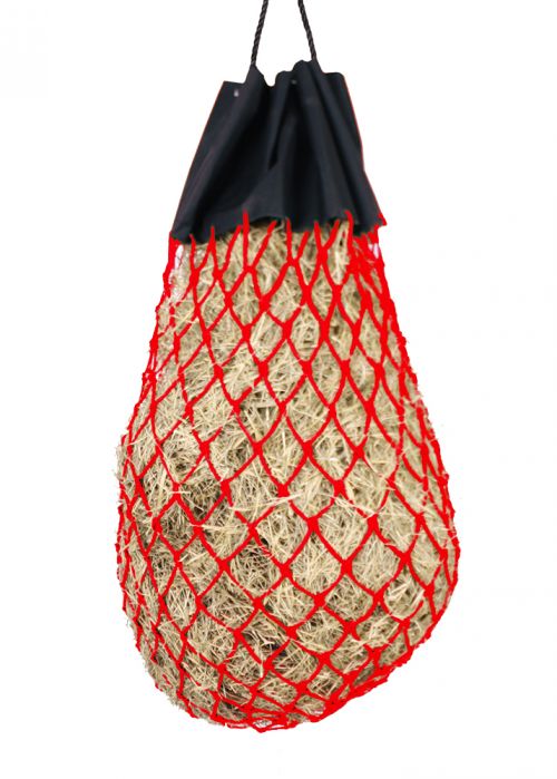 24823: Easy-fill slow feed nylon hay bag with drawstring top closure Hay Feeder Showman Saddles and Tack