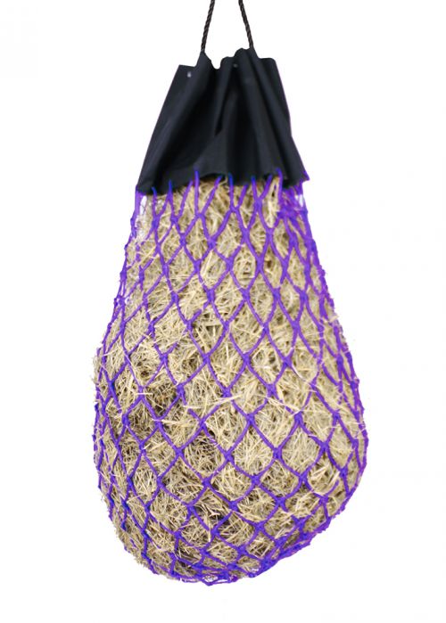24823: Easy-fill slow feed nylon hay bag with drawstring top closure Hay Feeder Showman Saddles and Tack