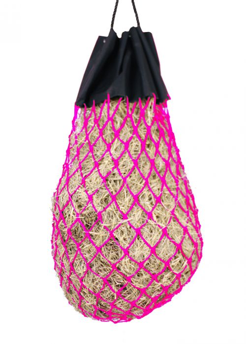 24823: Easy-fill slow feed nylon hay bag with drawstring top closure Hay Feeder Showman Saddles and Tack