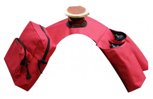 248392: Showman™ Insulated cordura horn bags with double pockets on one side and 2 water bottles o Horn Saddle Bags Showman Red