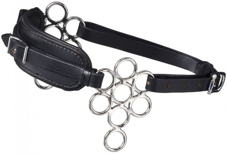 25136: Showman ® Stainless Steel Leather Nose Multi-Ring Hackamore Bits Showman