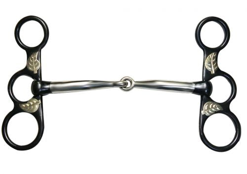 25264: Showman™ Black Steel bit with engraved oak leaf accents on the 4 Bits Showman