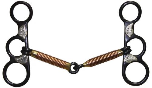252643-1: Showman™ black Steel bit with engraved silver oak leaf accents on the 4 Bits Showman