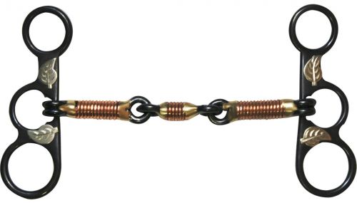 252644: Showman™ black Steel bit with engraved silver oak leaf accents on the 4 Bits Showman