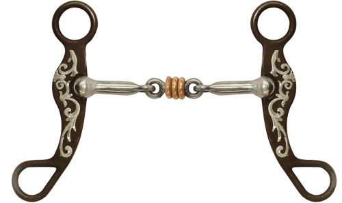 256782Q: Showman ®Antique brown steel shank bit with silver overlay and a copper ring stainless st Bits Showman