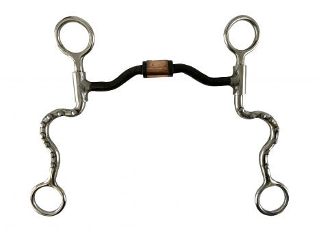 25686: Showman Sweet Iron Cheek bit with Stainless Steel copper roller Bits Showman
