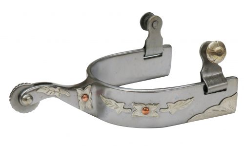 257761: Showman ® stainless steel spur with leaf overlay Western Spurs Showman