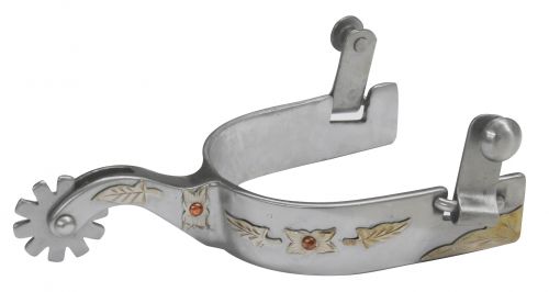 257762: Showman ® stainless steel spur with leaf overlay Western Spurs Showman