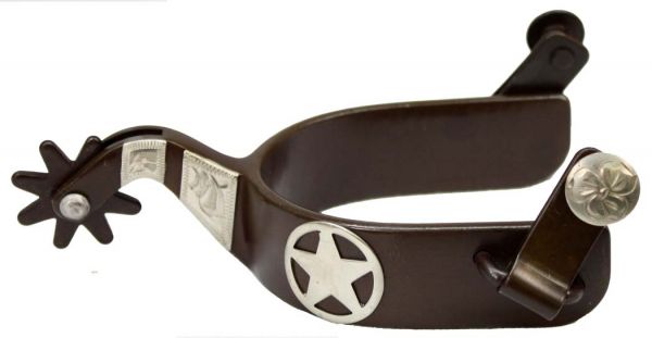 258887Q: Showman™ Ladies Brown Steel Silver Show Spur With Texas Star Western Spurs Showman