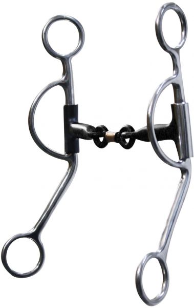 25924: Showman™ stainless steel sweet iron training snaffle with copper wrapped dogbone 5-1/4" mou Bits Showman