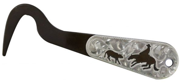 261026: Showman™ Cutting horse brown steel silver engraved hoof pick Hoof Showman