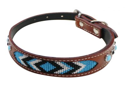 27427: Showman Couture ™ Genuine leather dog collar beaded inlay Primary Showman