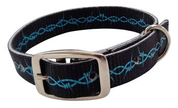 27512: Showman Couture ™ Black with Barbwire design nylon dog collar Primary Showman