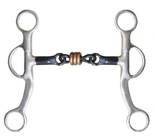 28-1094: Showman ® 5" sweet iron dog bone mouth snaffle bit with copper rings Bits Showman