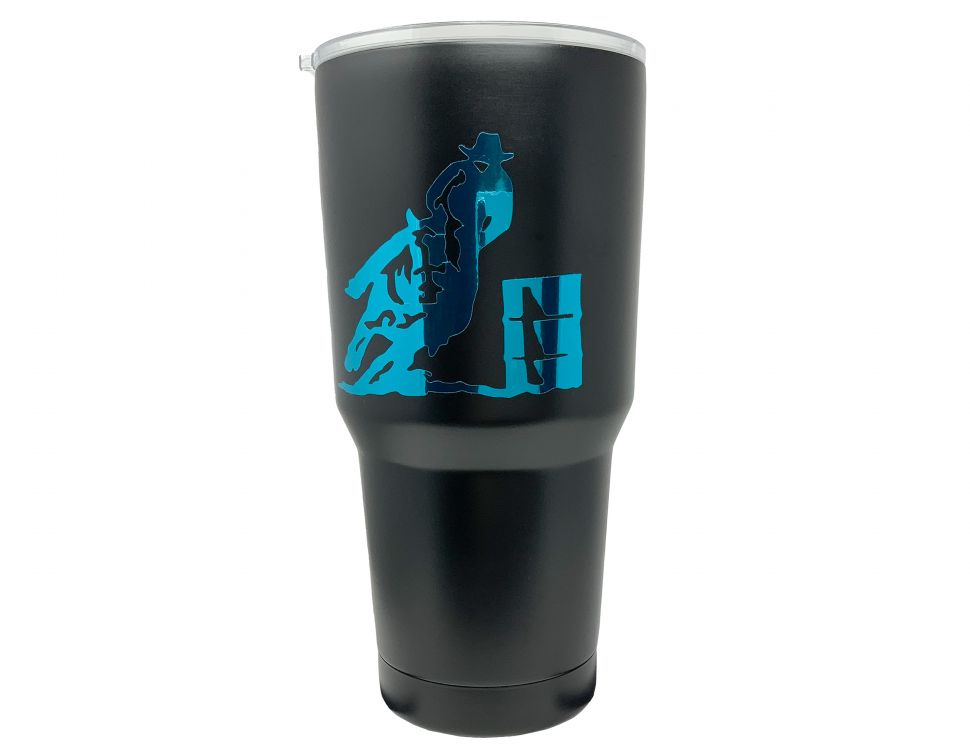 30 oz Insulated Barrel Racer Stainless Steel double wall Black Tumbler Tumbler Shiloh