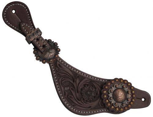 30657: Showman® Ladies Size Argentina Cow Leather Copper Concho Spur Straps Spur Straps Showman