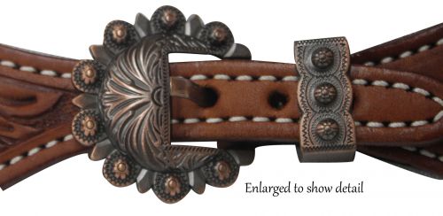 30657: Showman® Ladies Size Argentina Cow Leather Copper Concho Spur Straps Spur Straps Showman
