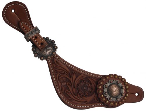 30657: Showman® Ladies Size Argentina Cow Leather Copper Concho Spur Straps Spur Straps Showman