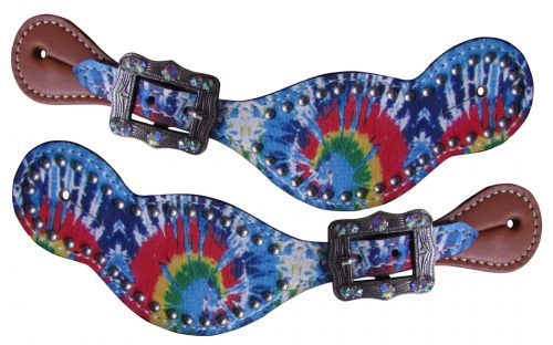 30866: Showman ® LADIES SIZE Tie Dye print spur straps Spur Straps Showman