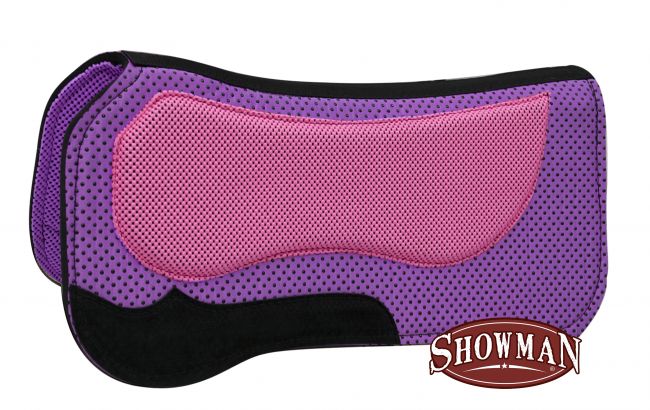 31996-3: Showman® contoured ½" thick waffle pad with suede wear leathers Western Saddle Pad Showman