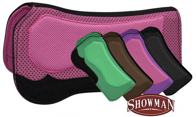 31996-3: Showman® contoured ½" thick waffle pad with suede wear leathers Western Saddle Pad Showman
