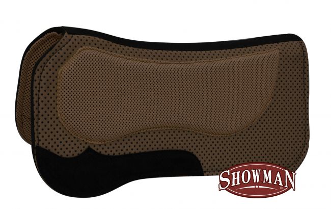 31996-3: Showman® contoured ½" thick waffle pad with suede wear leathers Western Saddle Pad Showman