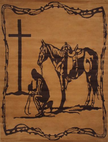 32472: Large Praying Cowboy Area Rug Primary Showman Saddles and Tack