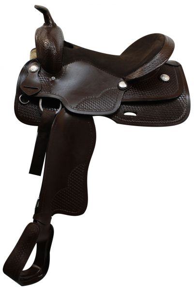 324916: 16" Economy style western saddle with a suede leather seat Primary Showman Saddles and Tack