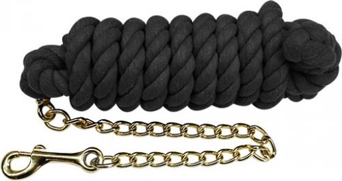 35119-1: 5/8" x 10' braided cotton lead with brass chain Primary Showman Saddles and Tack