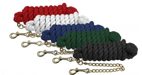 35119-1: 5/8" x 10' braided cotton lead with brass chain Primary Showman Saddles and Tack