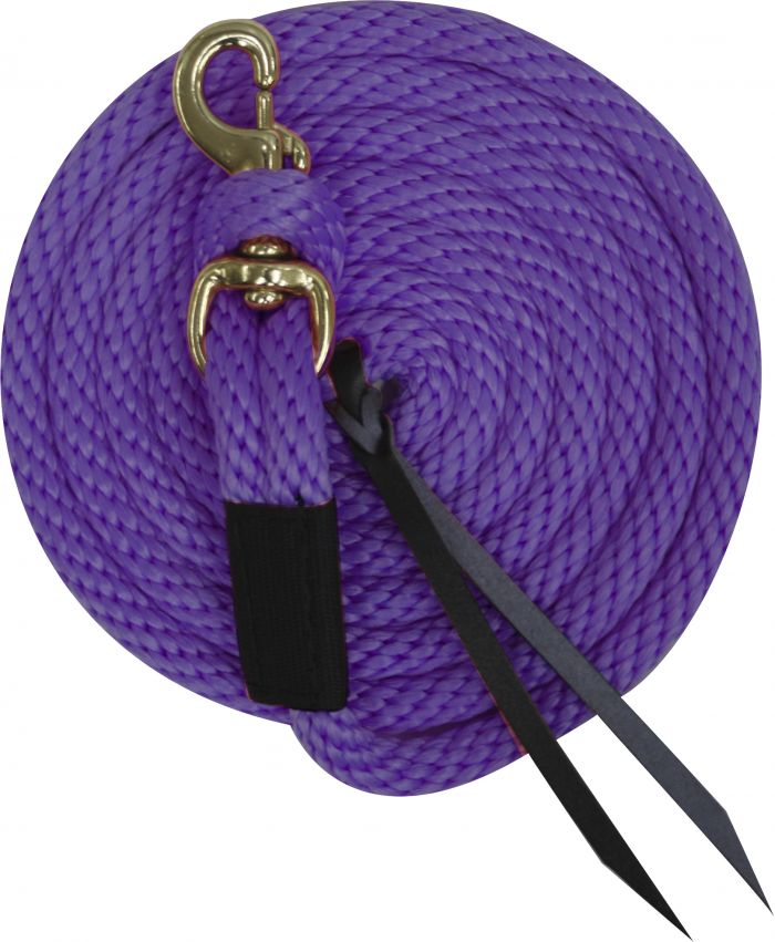 35181-5: 5/8" x 10' Deluxe poly lead with removable brass snap and leather ends Primary Showman Saddles and Tack