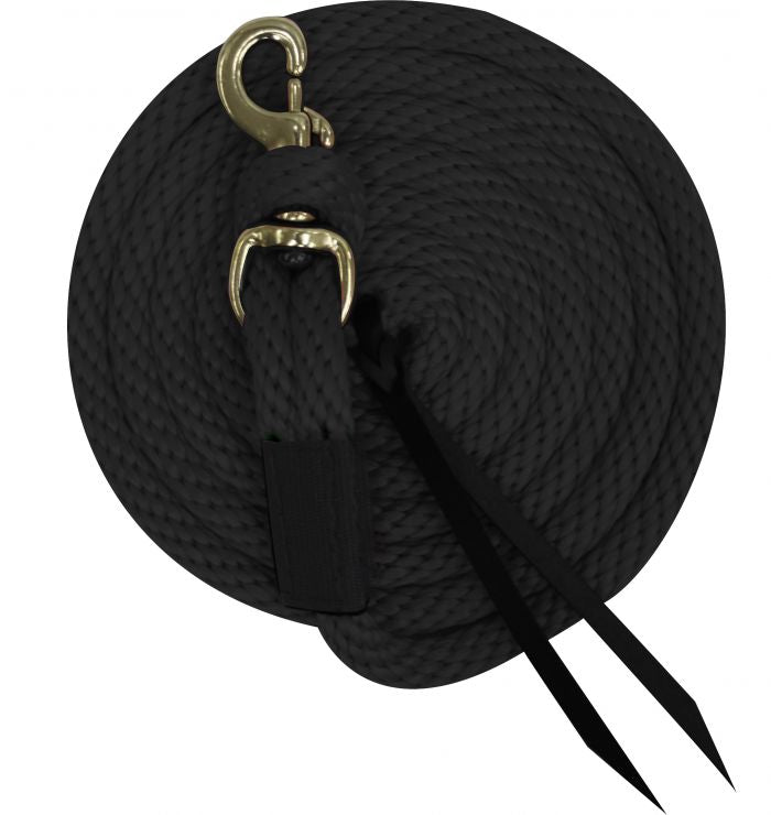 35181-5: 5/8" x 10' Deluxe poly lead with removable brass snap and leather ends Primary Showman Saddles and Tack