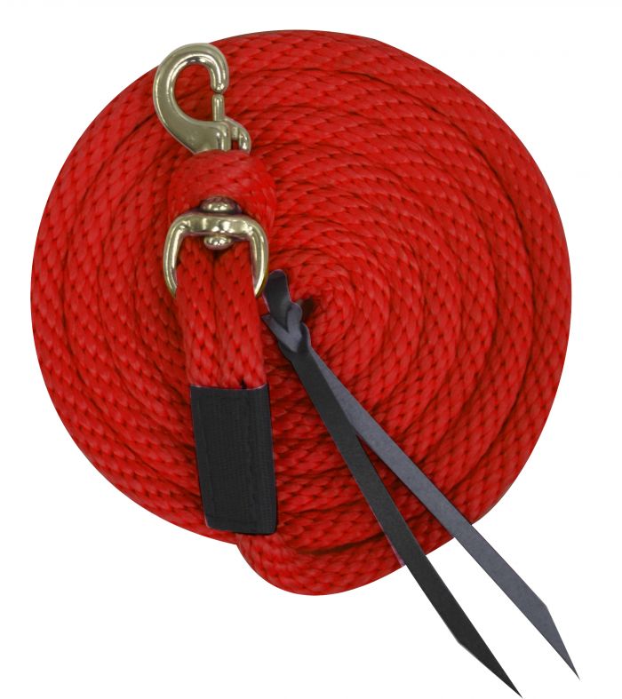 35181-5: 5/8" x 10' Deluxe poly lead with removable brass snap and leather ends Primary Showman Saddles and Tack