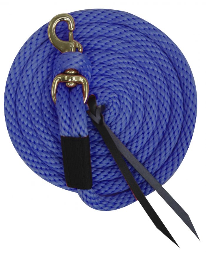 35181-5: 5/8" x 10' Deluxe poly lead with removable brass snap and leather ends Primary Showman Saddles and Tack