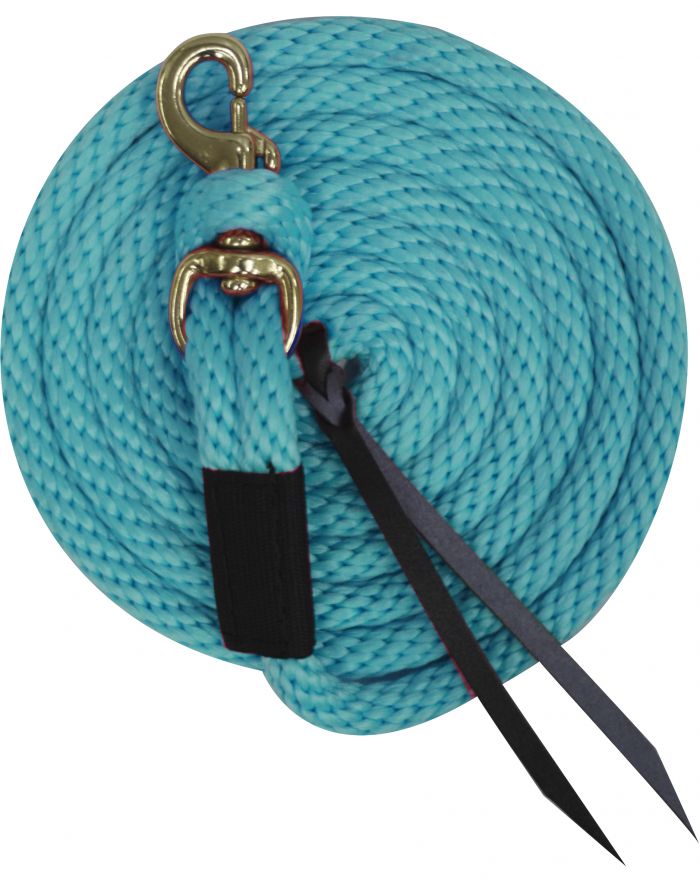 35181-5: 5/8" x 10' Deluxe poly lead with removable brass snap and leather ends Primary Showman Saddles and Tack
