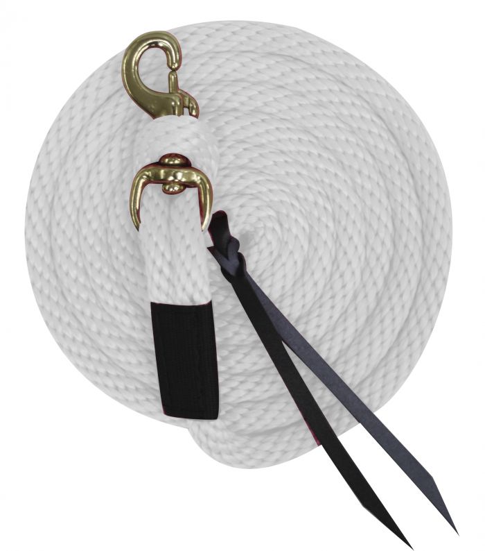35181-5: 5/8" x 10' Deluxe poly lead with removable brass snap and leather ends Primary Showman Saddles and Tack