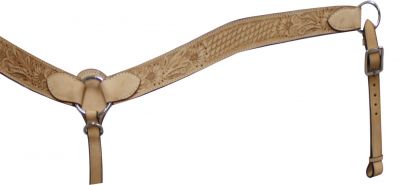 397: Leather breastcollar has floral and basketweave tooling Breast Collar Showman Saddles and Tack