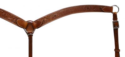 397: Leather breastcollar has floral and basketweave tooling Breast Collar Showman Saddles and Tack