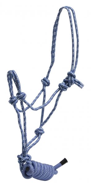 4328: Horse size braided nylon cowboy knot rope halter with removable 7 Cowboy Halter Showman Saddles and Tack