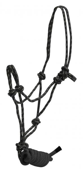 4328: Horse size braided nylon cowboy knot rope halter with removable 7 Cowboy Halter Showman Saddles and Tack