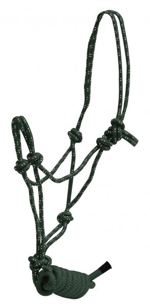 4328: Horse size braided nylon cowboy knot rope halter with removable 7 Cowboy Halter Showman Saddles and Tack