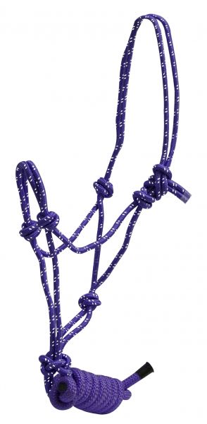 4328: Horse size braided nylon cowboy knot rope halter with removable 7 Cowboy Halter Showman Saddles and Tack