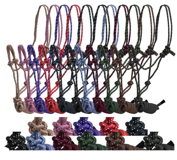 4328: Horse size braided nylon cowboy knot rope halter with removable 7 Cowboy Halter Showman Saddles and Tack