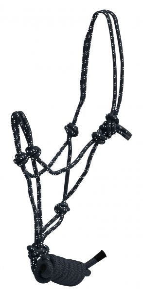 4328: Horse size braided nylon cowboy knot rope halter with removable 7 Cowboy Halter Showman Saddles and Tack