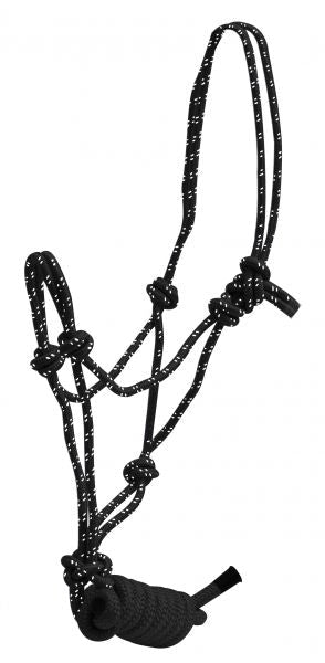 4328: Horse size braided nylon cowboy knot rope halter with removable 7 Cowboy Halter Showman Saddles and Tack