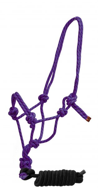 4329: Horse size braided nylon cowboy knot rope halter with removable 7 Cowboy Halter Showman Saddles and Tack