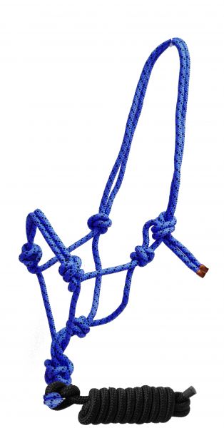 4329: Horse size braided nylon cowboy knot rope halter with removable 7 Cowboy Halter Showman Saddles and Tack