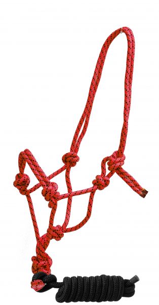 4329: Horse size braided nylon cowboy knot rope halter with removable 7 Cowboy Halter Showman Saddles and Tack